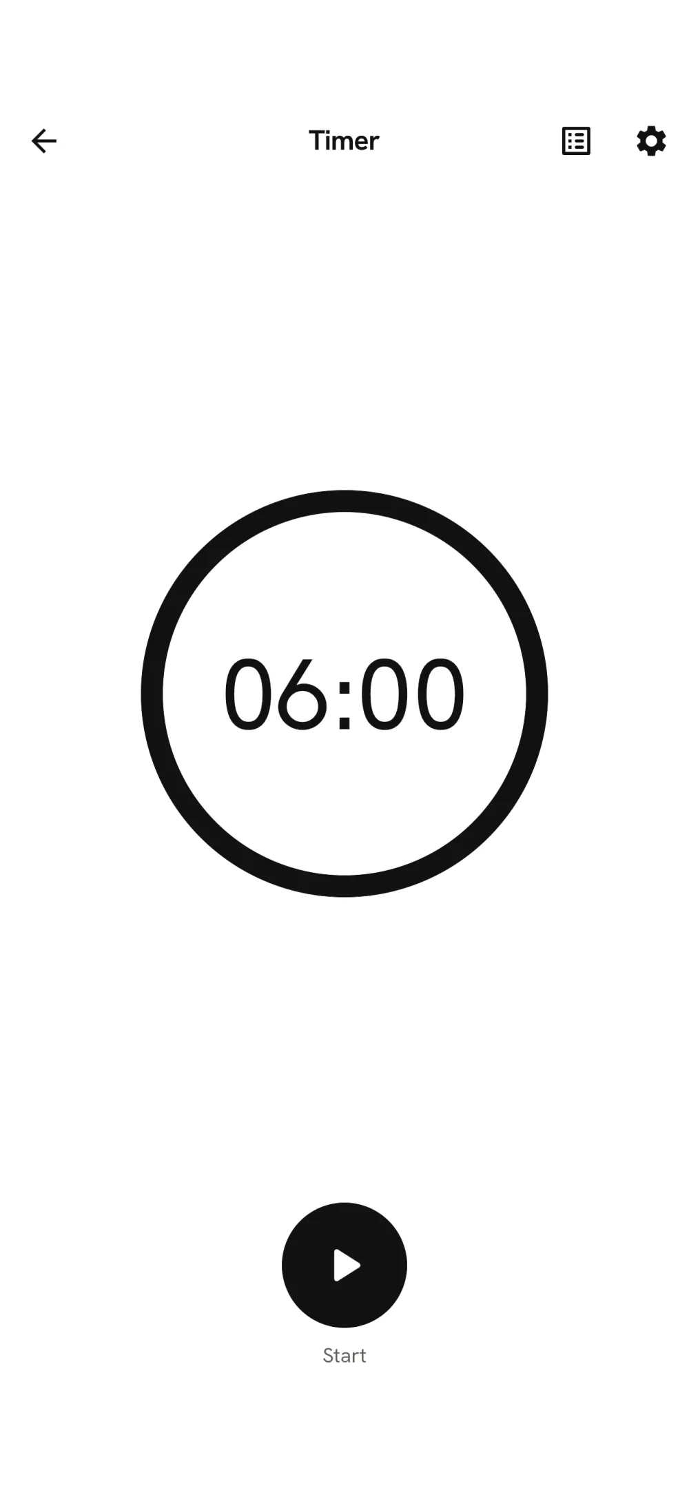 AlpaFit minimalist interval timer set to six minutes
